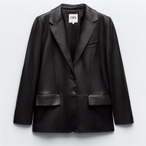 Zara FAUX LEATHER MENSWEAR STYLE BLAZER